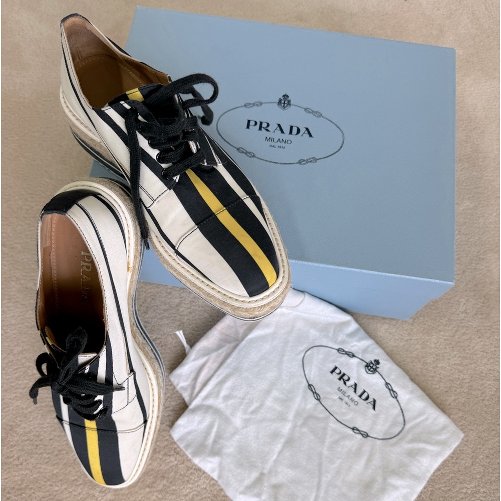 Authentic Prada Striped Platform Creepers, comes with show box and dust bag